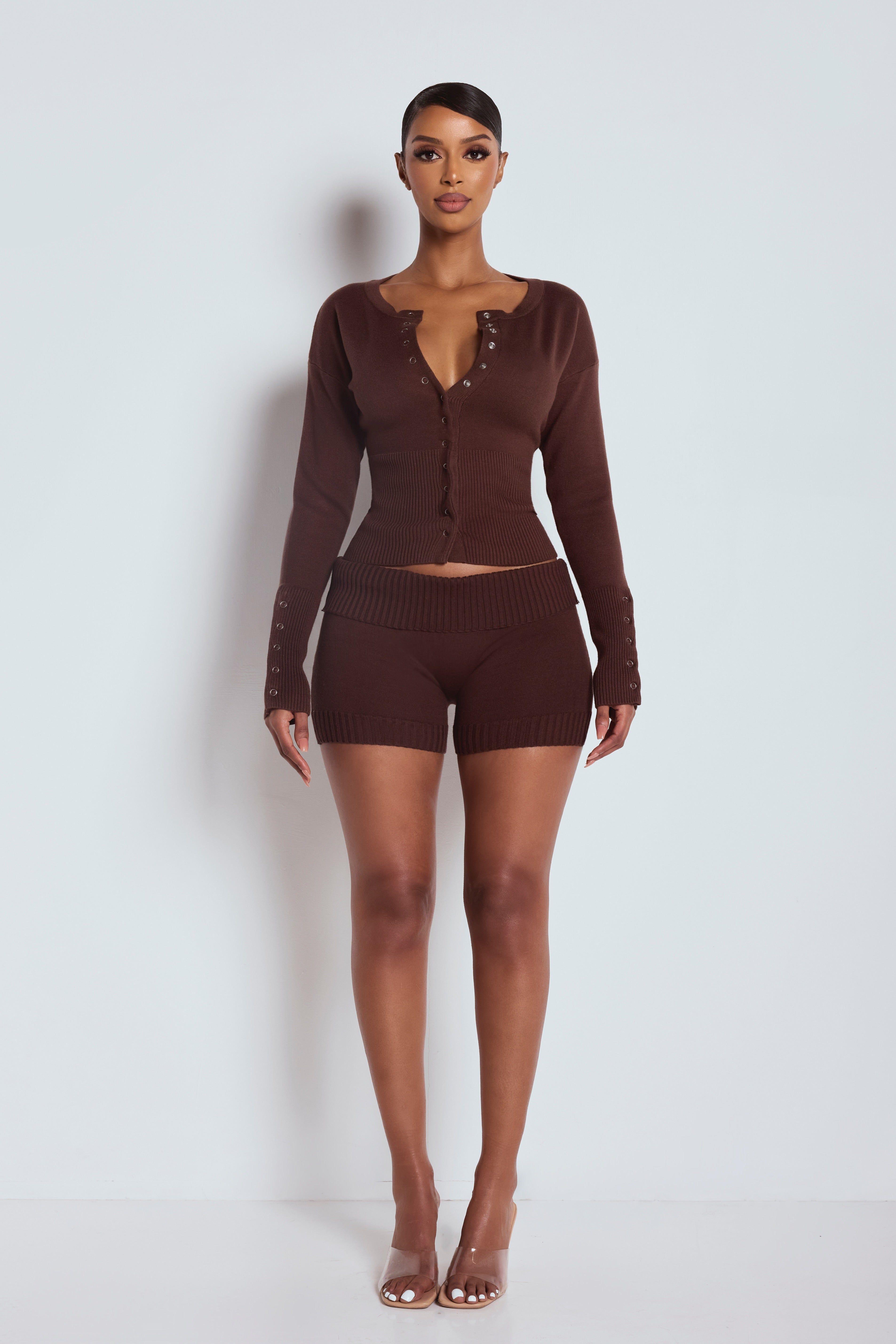 The Knit Shorts Brown by LEMONLUNAR