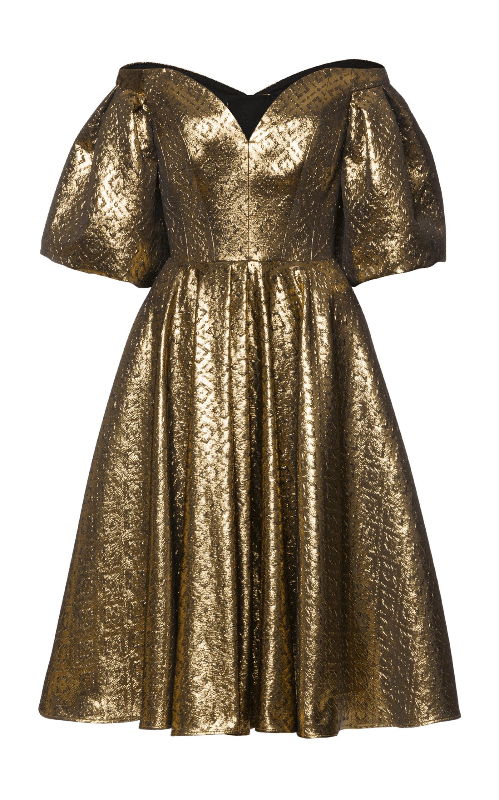 Lena Hoschek - Treasure A-Line Mini Dress - Gold - XL - Only At Moda Operandi by LENA HOSCHEK