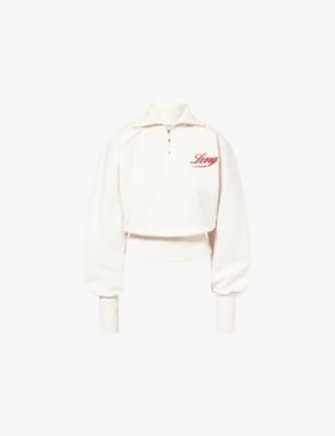 90's Cropped Quarter-Zip Cotton-Blend Jumper by LENY