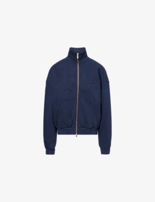 French Terry Funnel-Neck Zip-Up Cotton Jumper by LENY