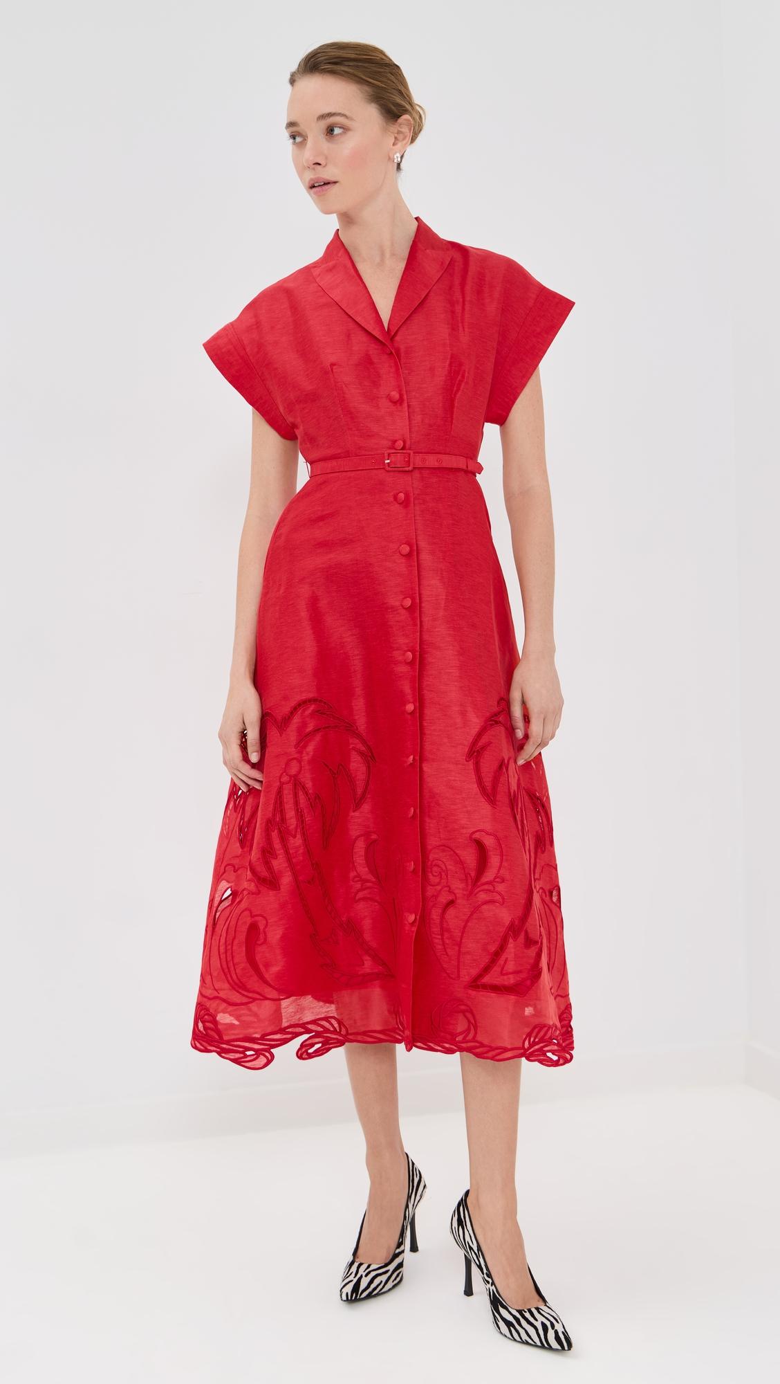 Aubrey Applique Shirt Midi Dress by LEO LIN