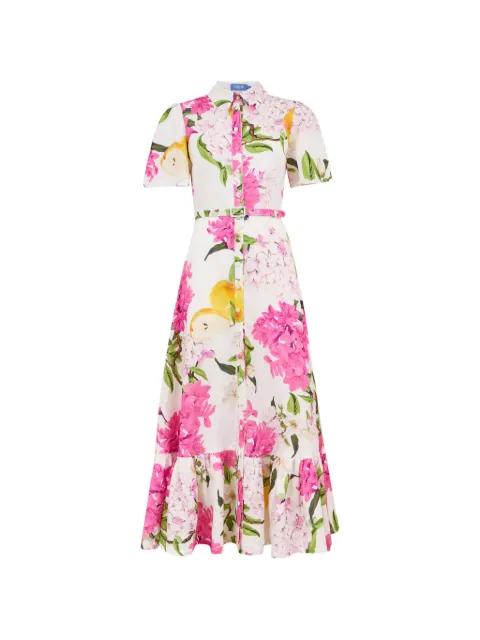 Becca floral ruffled-detail midi dress by LEO LIN