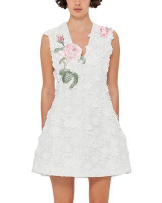 Briana V Neck Embroidered Lace Mini Dress by LEO LIN