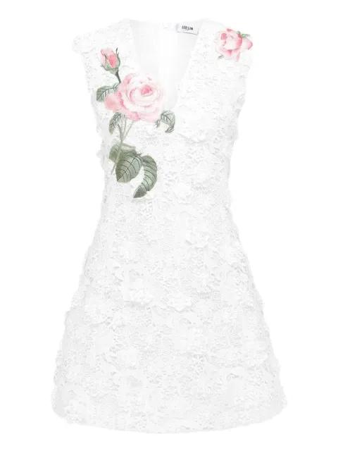 Briana rose-embroidery lace dress by LEO LIN