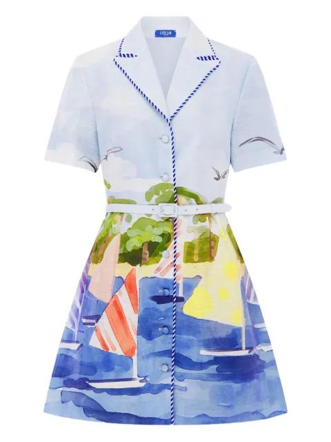 Brigitte nautical-print belted mini dress by LEO LIN