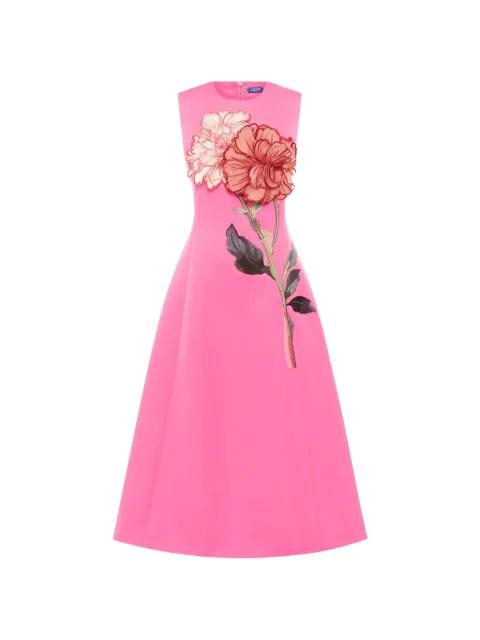 Cleo flower-appliqué midi dress by LEO LIN