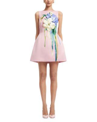 Embroidered Boat Neck Mini Dress by LEO LIN
