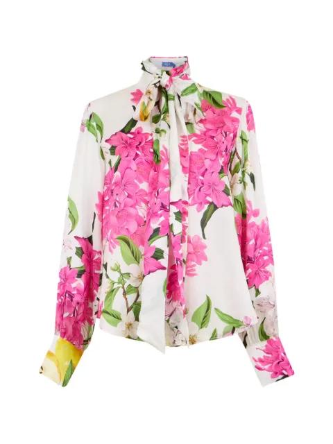 Freya tie-neck floral silk blouse by LEO LIN
