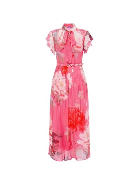 Grace ruffled floral midi dress by LEO LIN