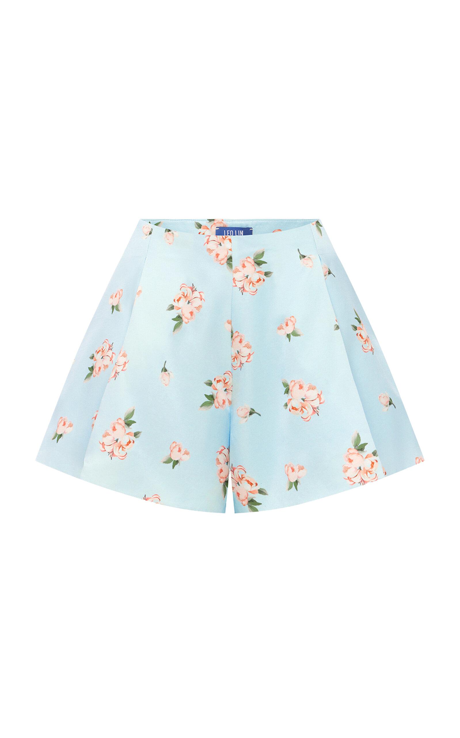 Leo Lin Abby Floral-Print High-Waisted Cotton-Silk Shorts - Moda Operandi by LEO LIN