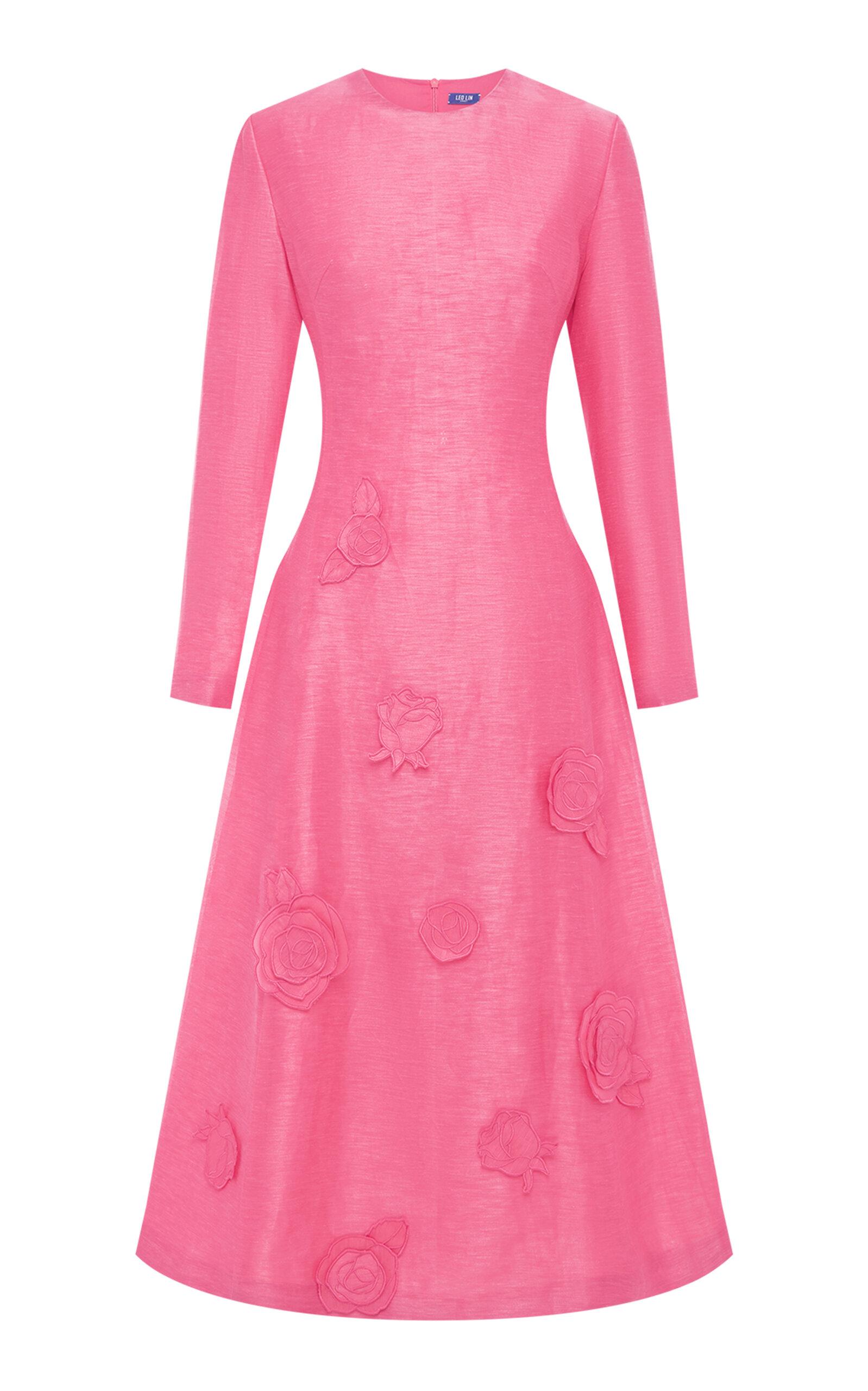 Leo Lin Amira Appliquéd Linen-Blend Midi Dress - Moda Operandi by LEO LIN