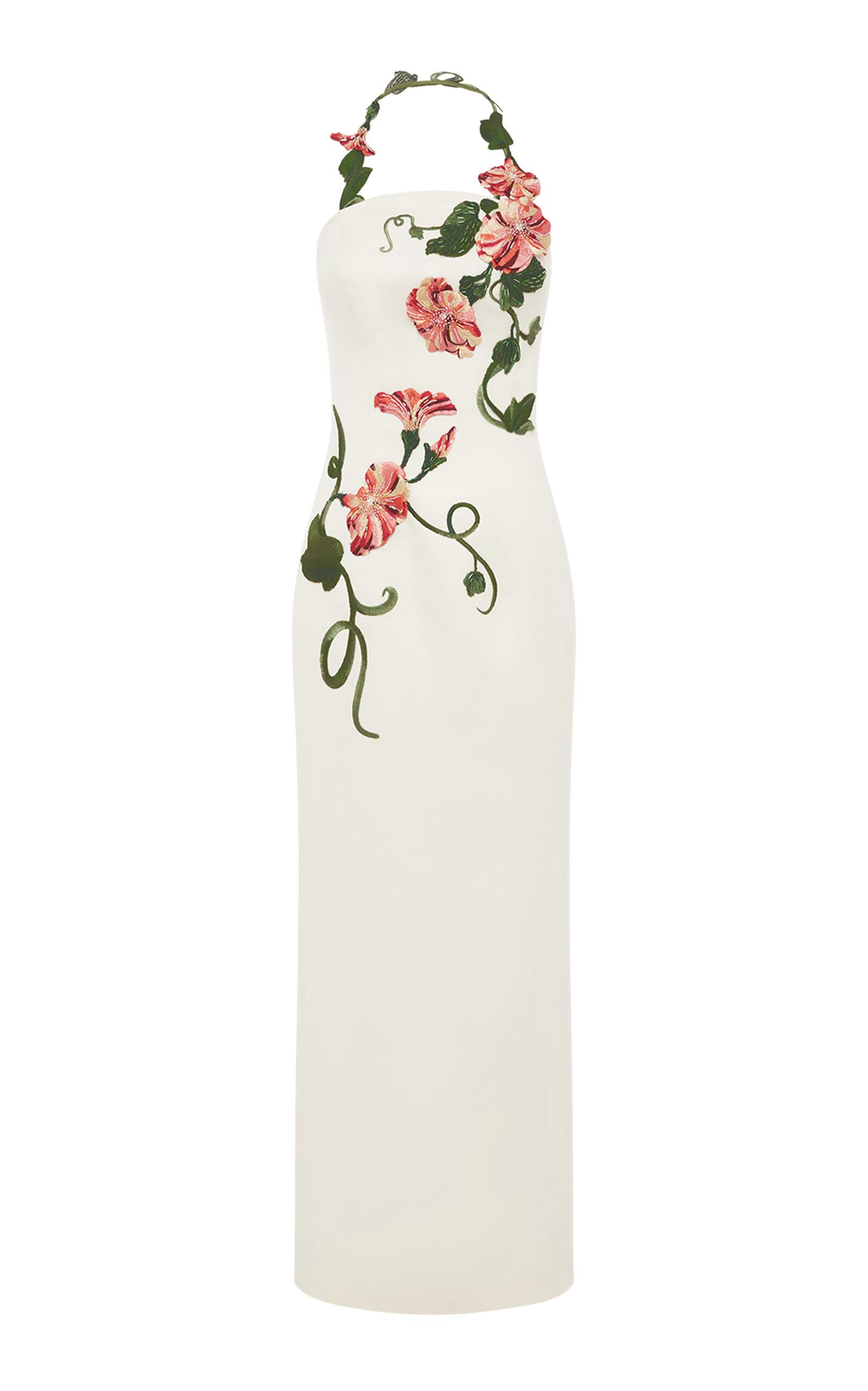 Leo Lin Ava Embroidered Crepe Maxi Dress - Moda Operandi by LEO LIN