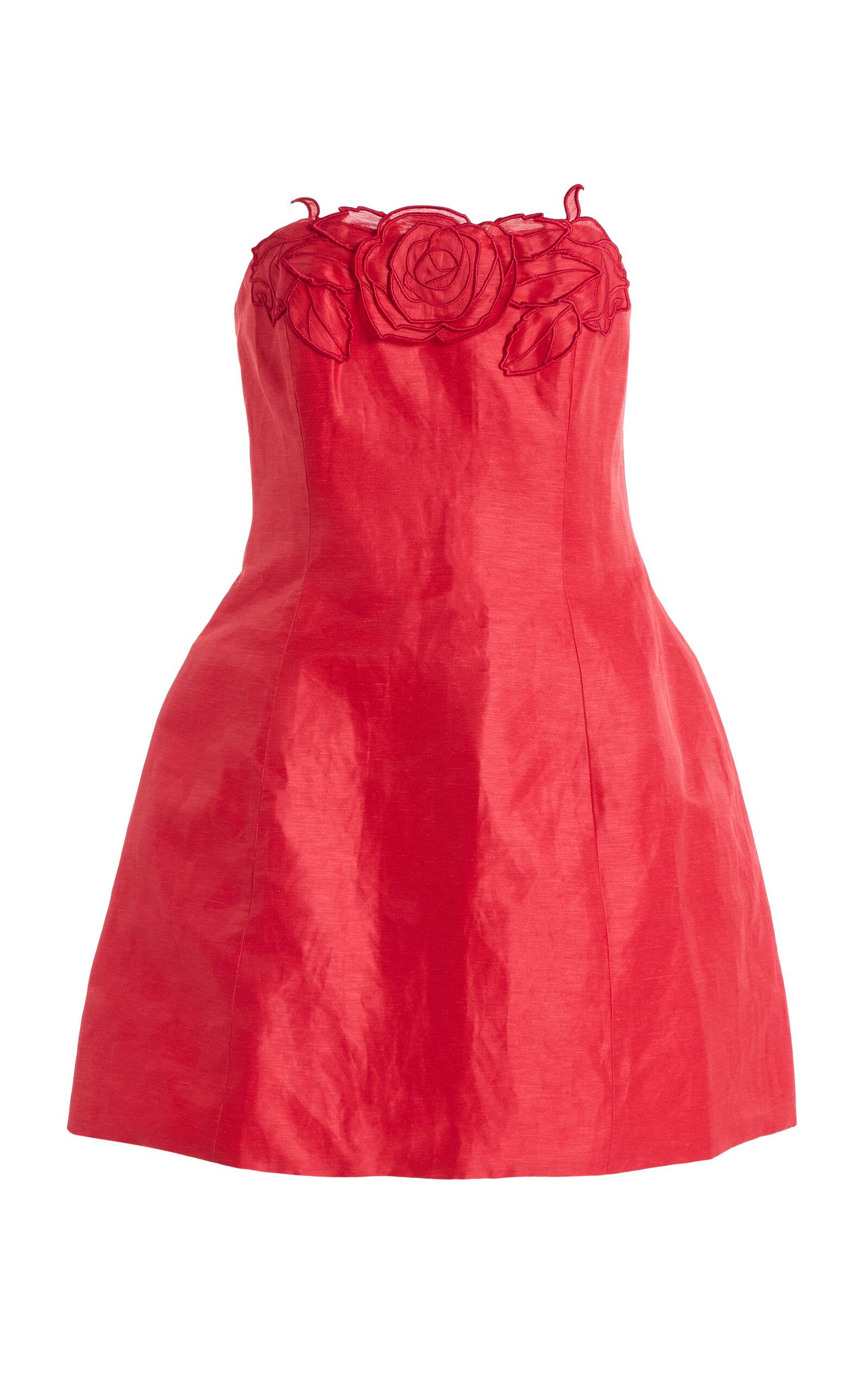 Leo Lin Exclusive Rosario Appliquéd Linen Bustier Mini Dress - Moda Operandi by LEO LIN
