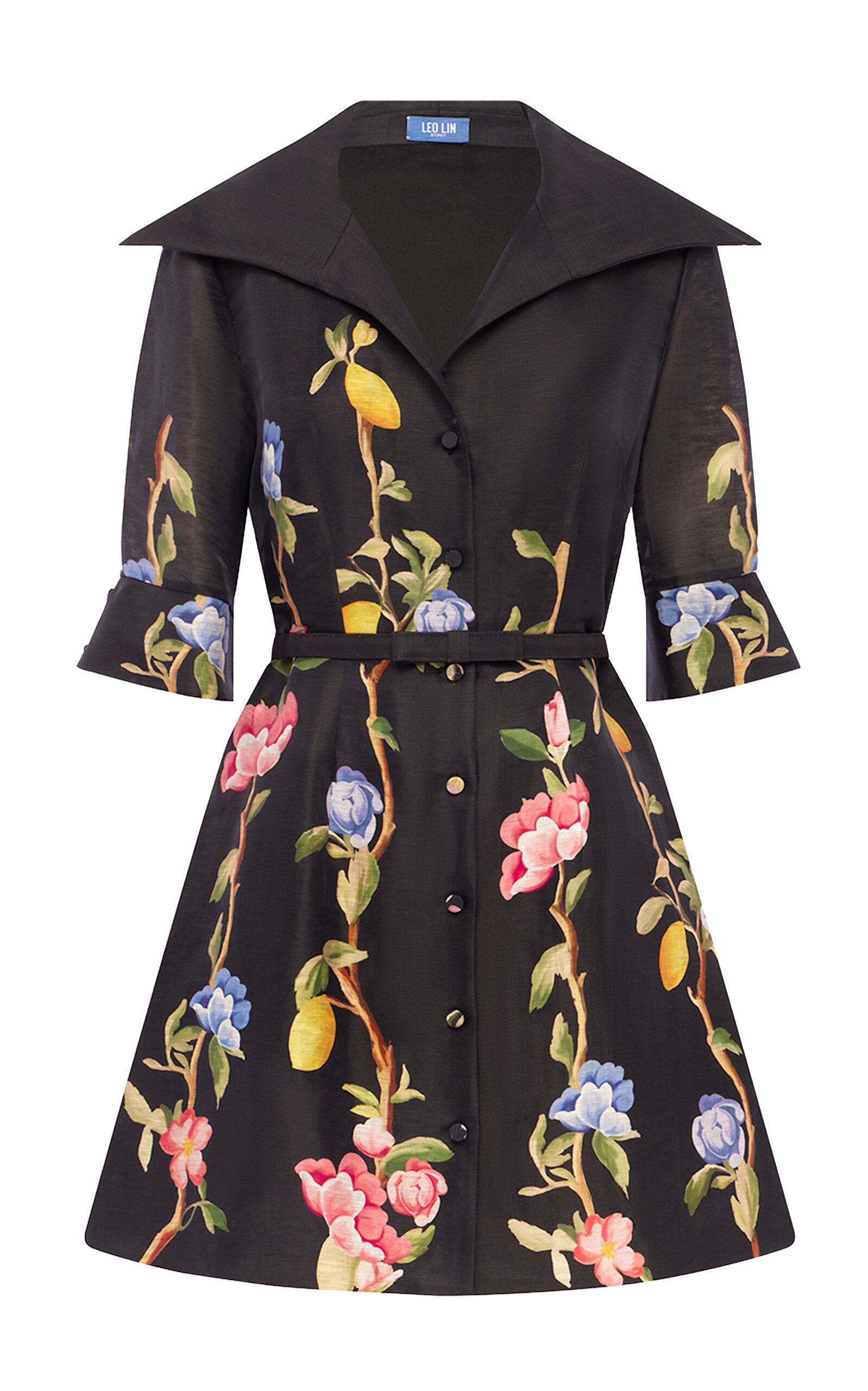 Leo Lin Genevieve Floral-Print Linen-Blend Button-Up Mini Dress - Moda Operandi by LEO LIN