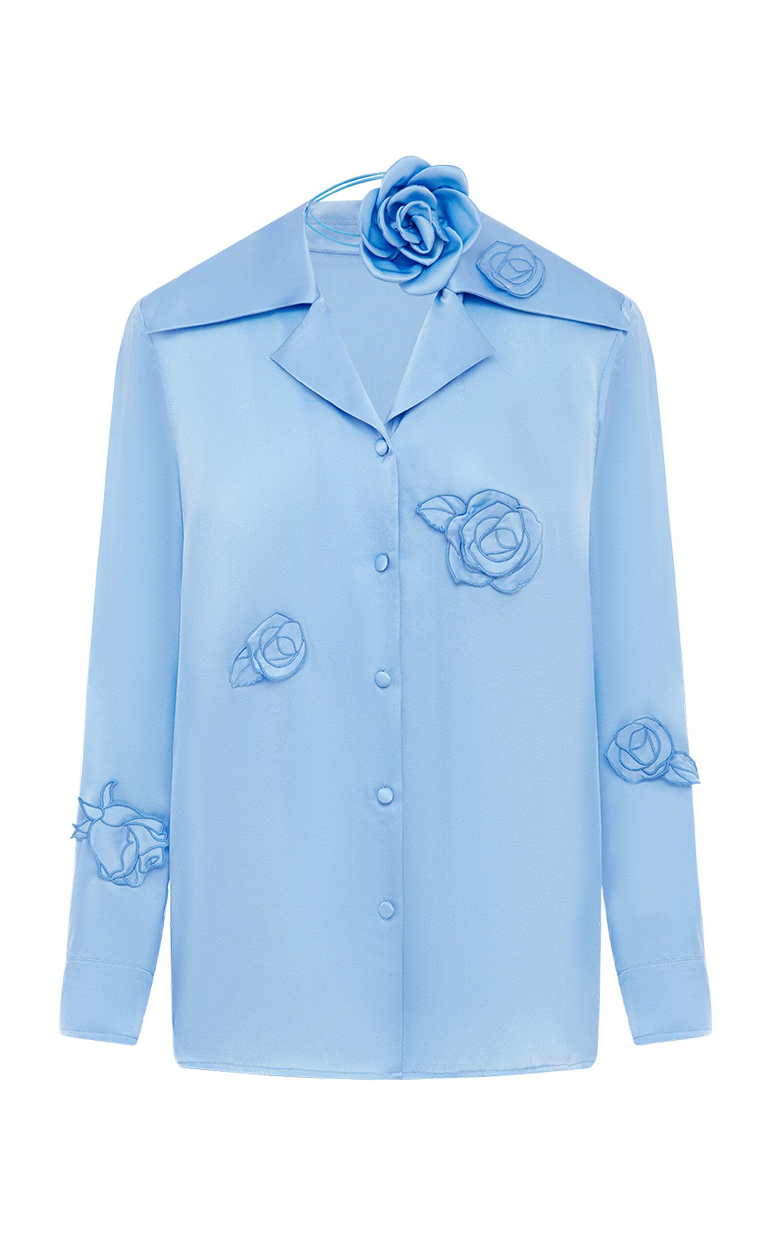 Leo Lin Kristina Appliquéd Silk-Blend Blouse - Moda Operandi by LEO LIN