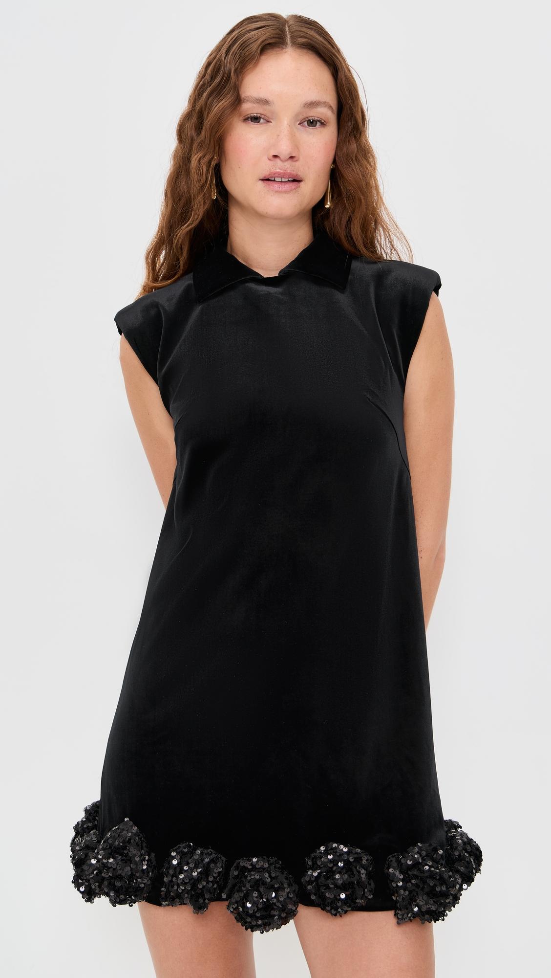 Lingyu Velvet Embellished Mini Dress by LEO LIN