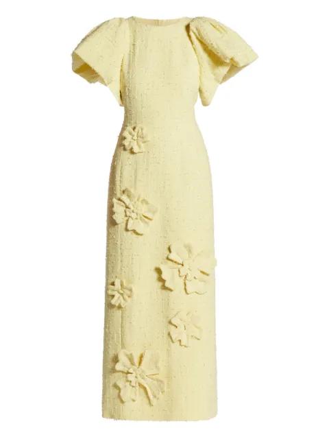 Luconda floral-applique tweed dress by LEO LIN