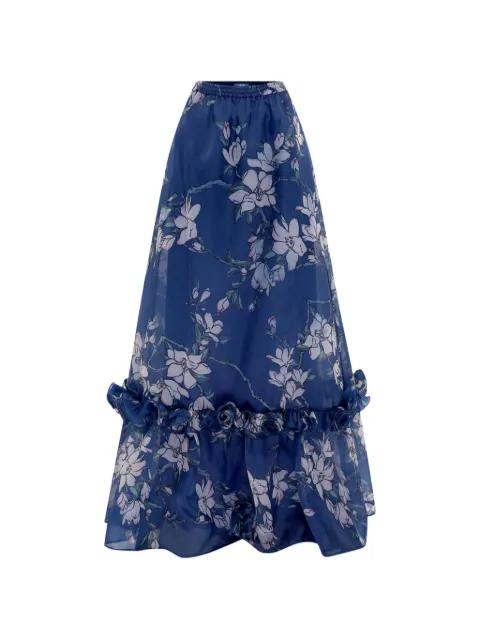 Paige ruffled floral maxi skirt by LEO LIN