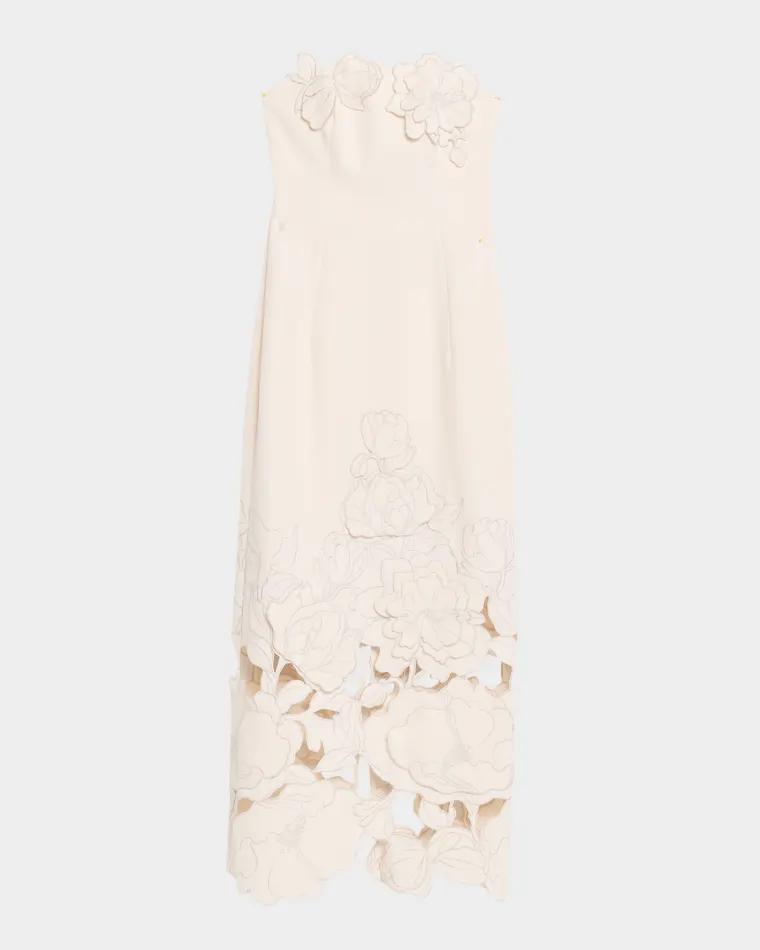 Rayna Strapless Floral Applique Column Maxi Dress by LEO LIN
