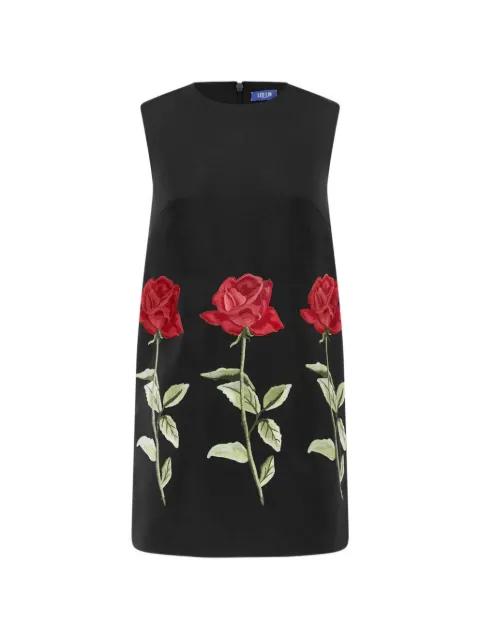 Yvonne rose-embroidered sleeveless mini dress by LEO LIN