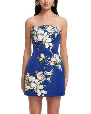 Zaria Appliqu&eacute; Floral Bustier Minidress by LEO LIN
