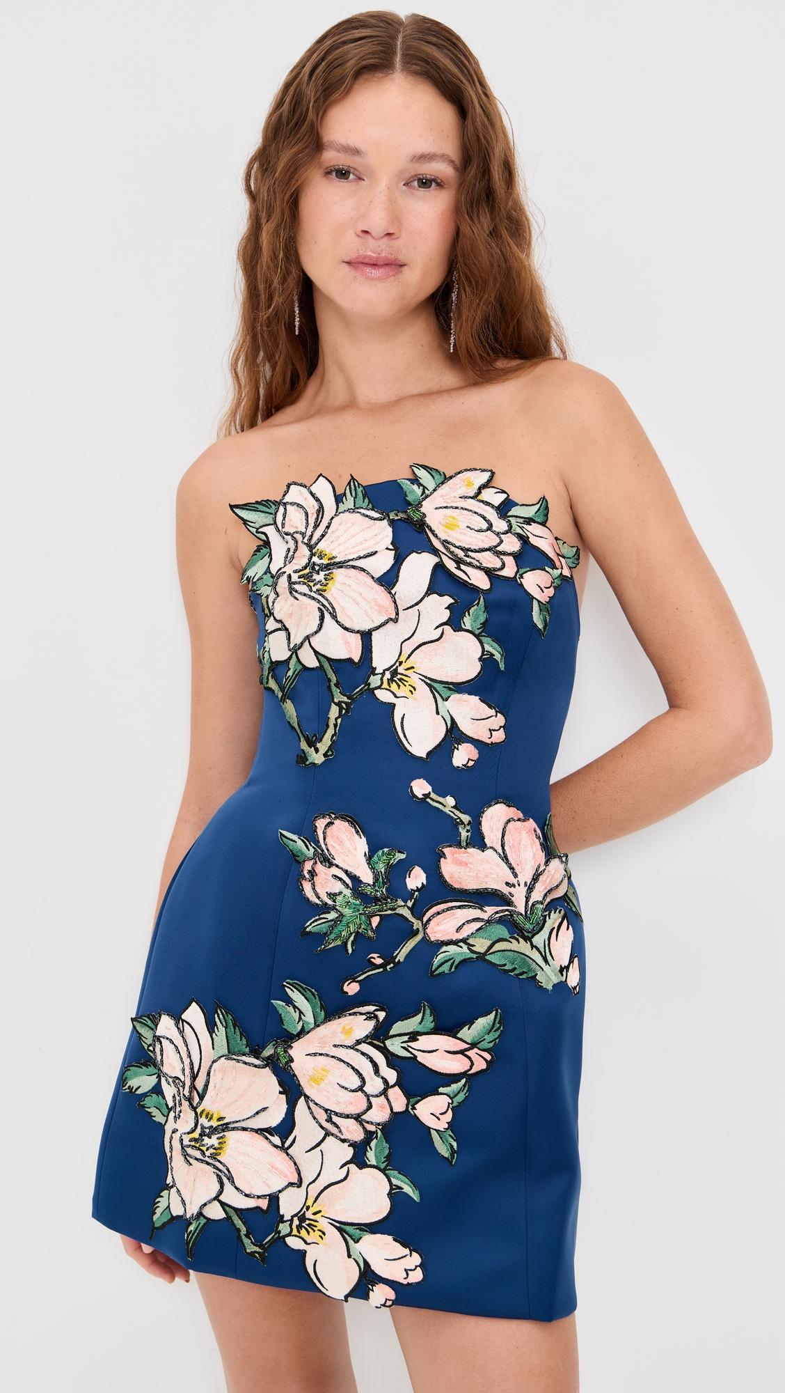 Zaria Applique Floral Bustier Mini Dress by LEO LIN