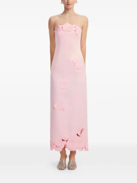 floral appliqué strapless dress by LEO LIN