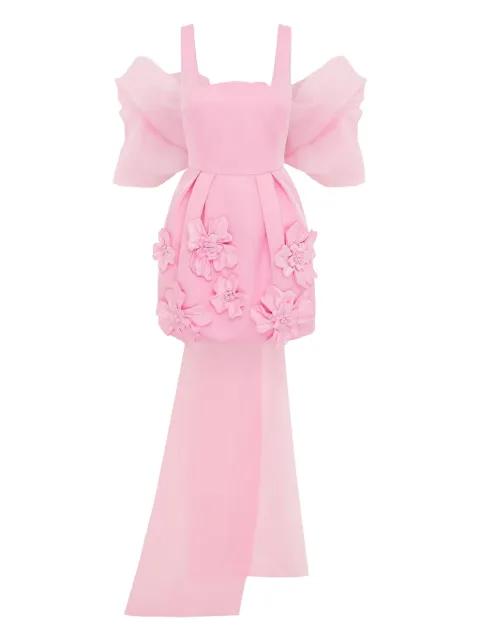 floral-applique bow dress by LEO LIN