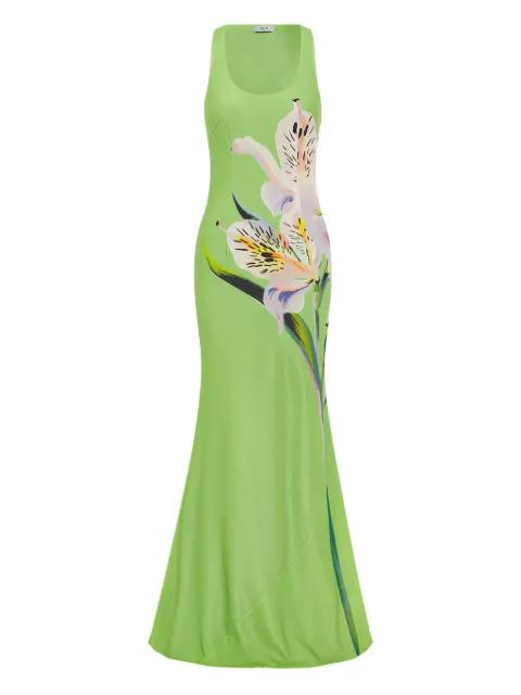 lily-print maxi dress by LEO LIN