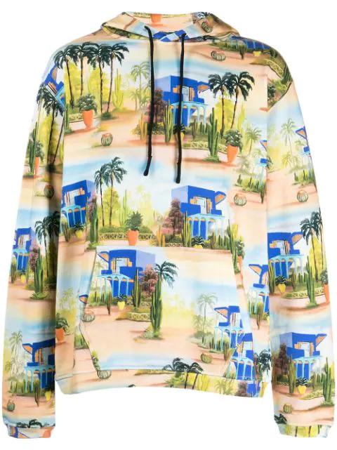 graphic-print drawstring hoodie by LES BENJAMINS