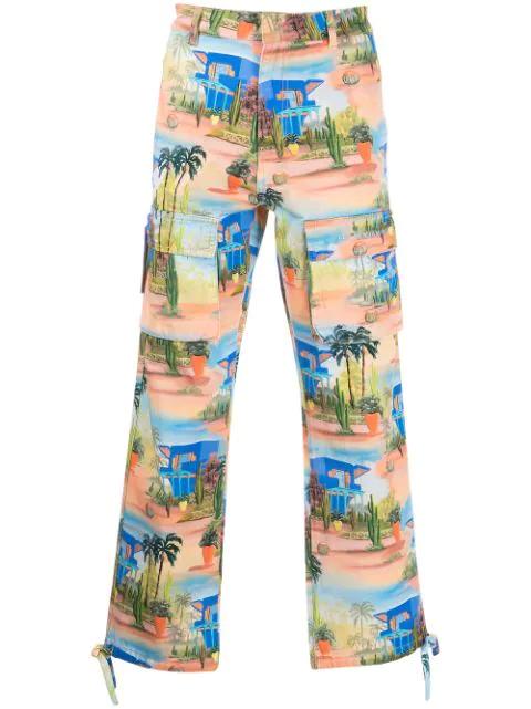 graphic-print utility trousers by LES BENJAMINS