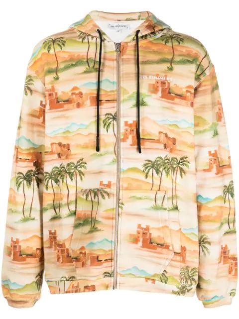 graphic-print zip-up hoodie by LES BENJAMINS