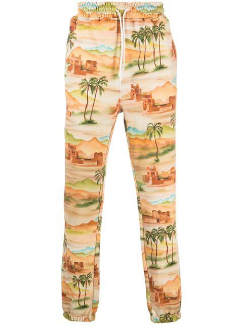 landscape-print cotton joggers by LES BENJAMINS
