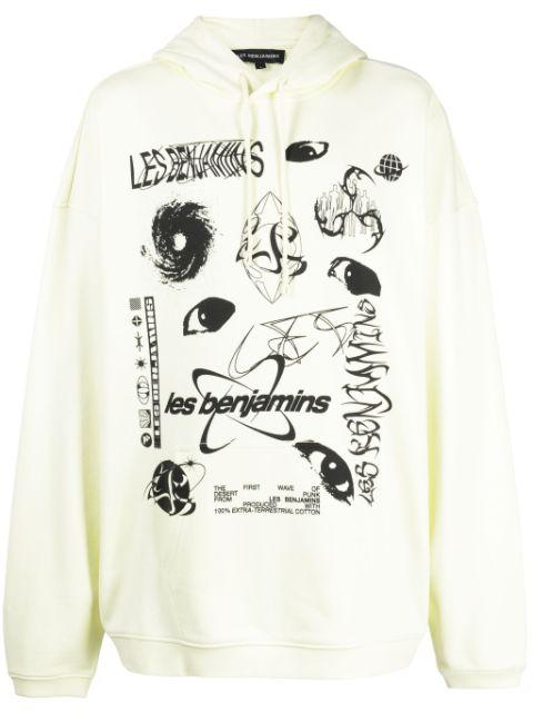 logo-print cotton hoodie by LES BENJAMINS