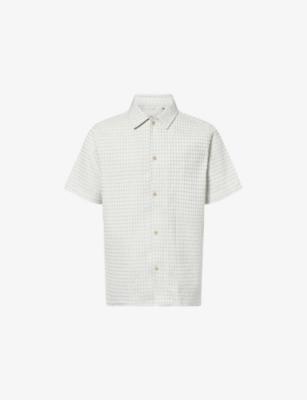 Check Seersucker Short-Sleeve Cotton Shirt by LES DEUX