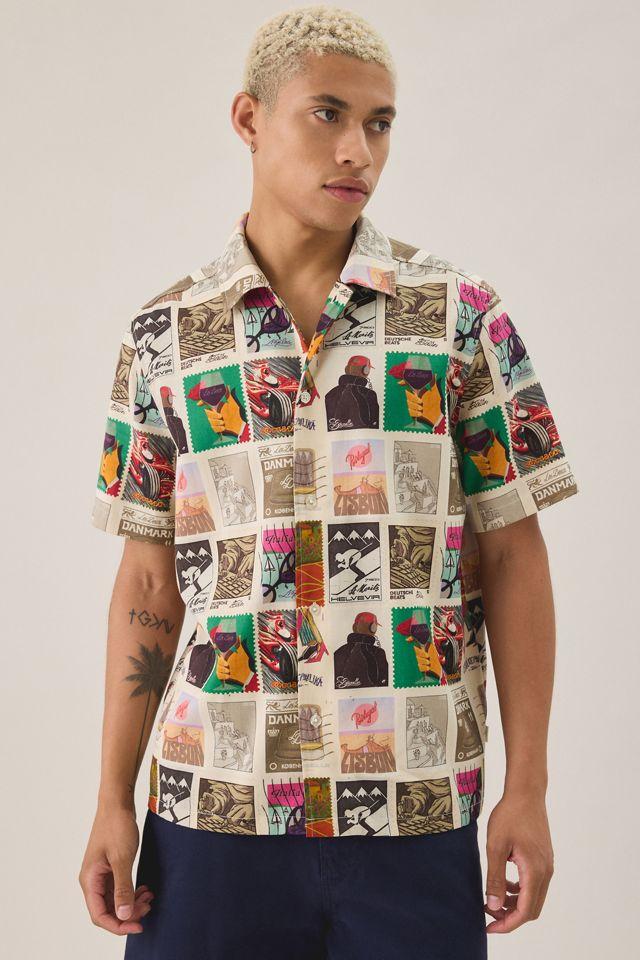 Les Deux Allover Stamp Pattern Short Sleeve Shirt by LES DEUX
