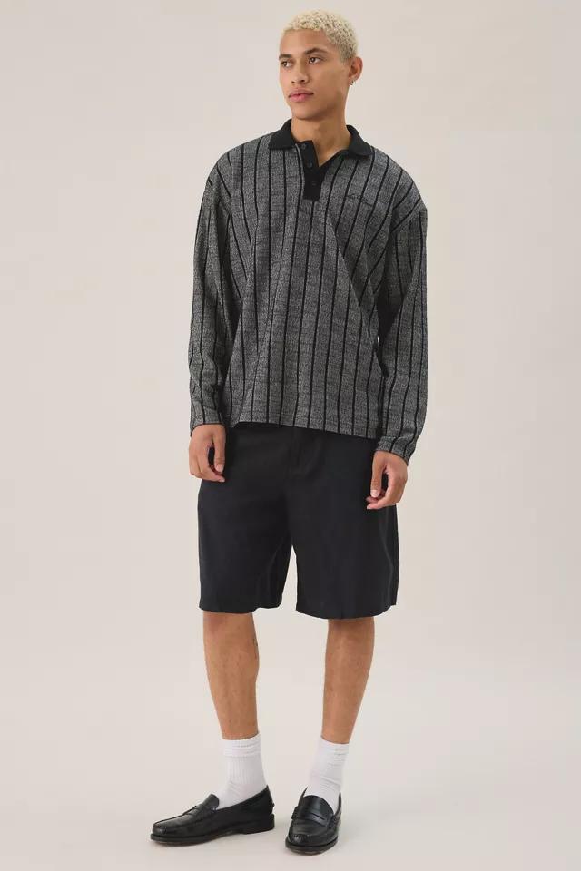 Les Deux Jacquard Pinstripe Long Sleeve Polo Shirt by LES DEUX