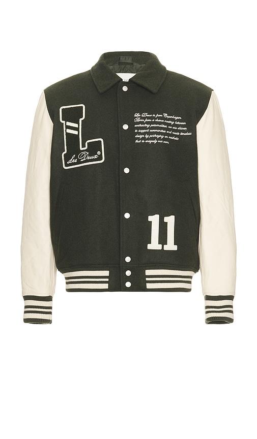 Les Deux Les Deux Varsity Wool Jacket in Green by LES DEUX