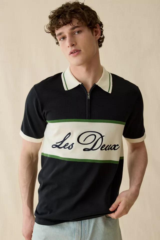 Les Deux Logo Quarter Zip Short Sleeve Polo Sweater by LES DEUX