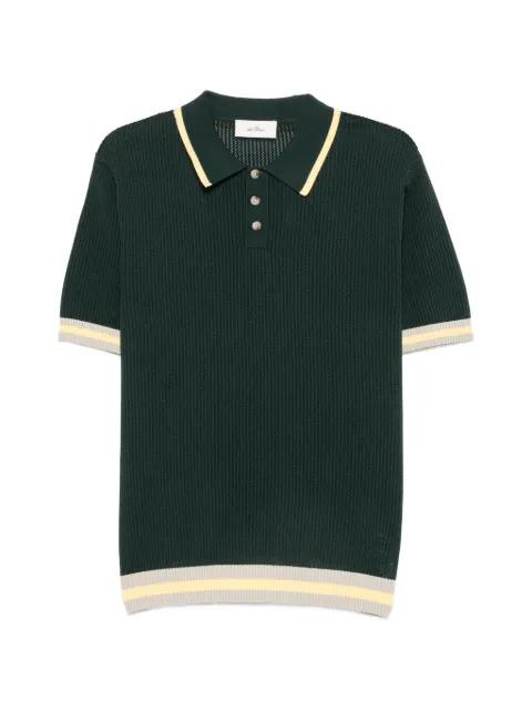 lace-knit striped-trim polo shirt by LES DEUX