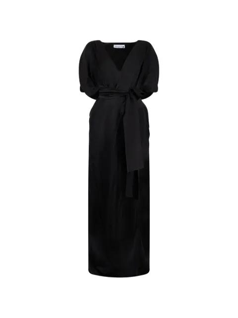 belted puffed-sleeve maxi dress by LES FILLES D'EVA