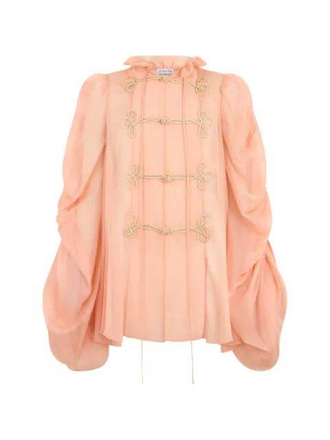 frogging-detail ruffled-collar blouse by LES FILLES D'EVA