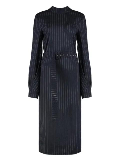 pinstripe belted midi dress by LES FILLES D'EVA