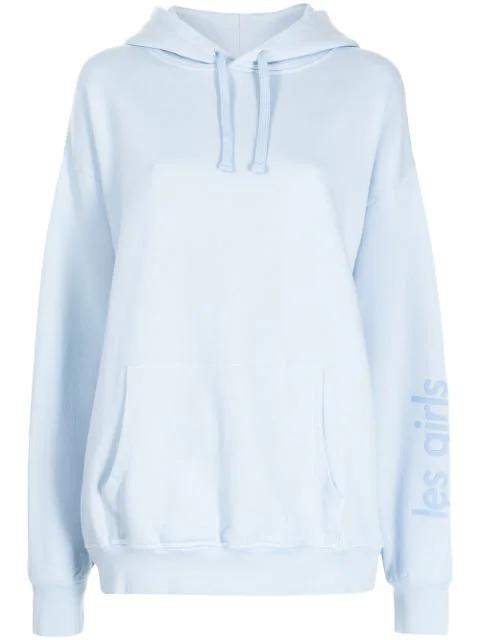 logo-print cotton hoodie by LES GIRLS LES BOYS