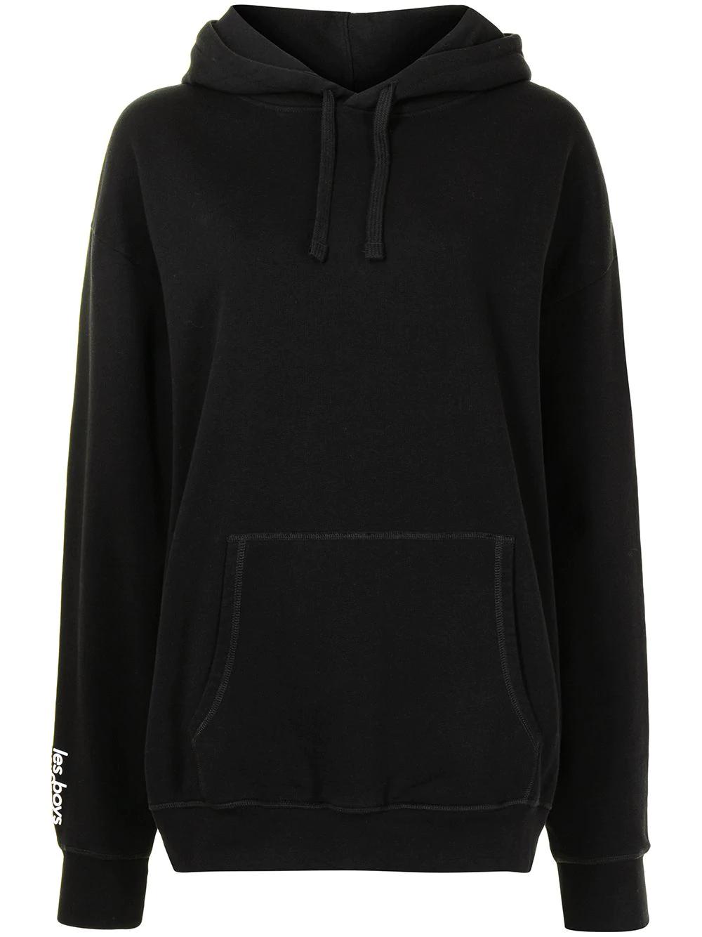 logo-print drawstring hoodie by LES GIRLS LES BOYS