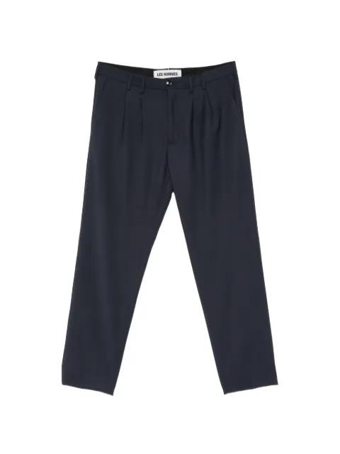 pleated logo-plaque trousers by LES HOMMES
