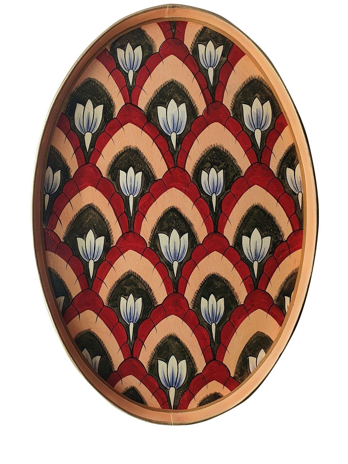 Ikat Hand-painted Iron Tray by LES OTTOMANS