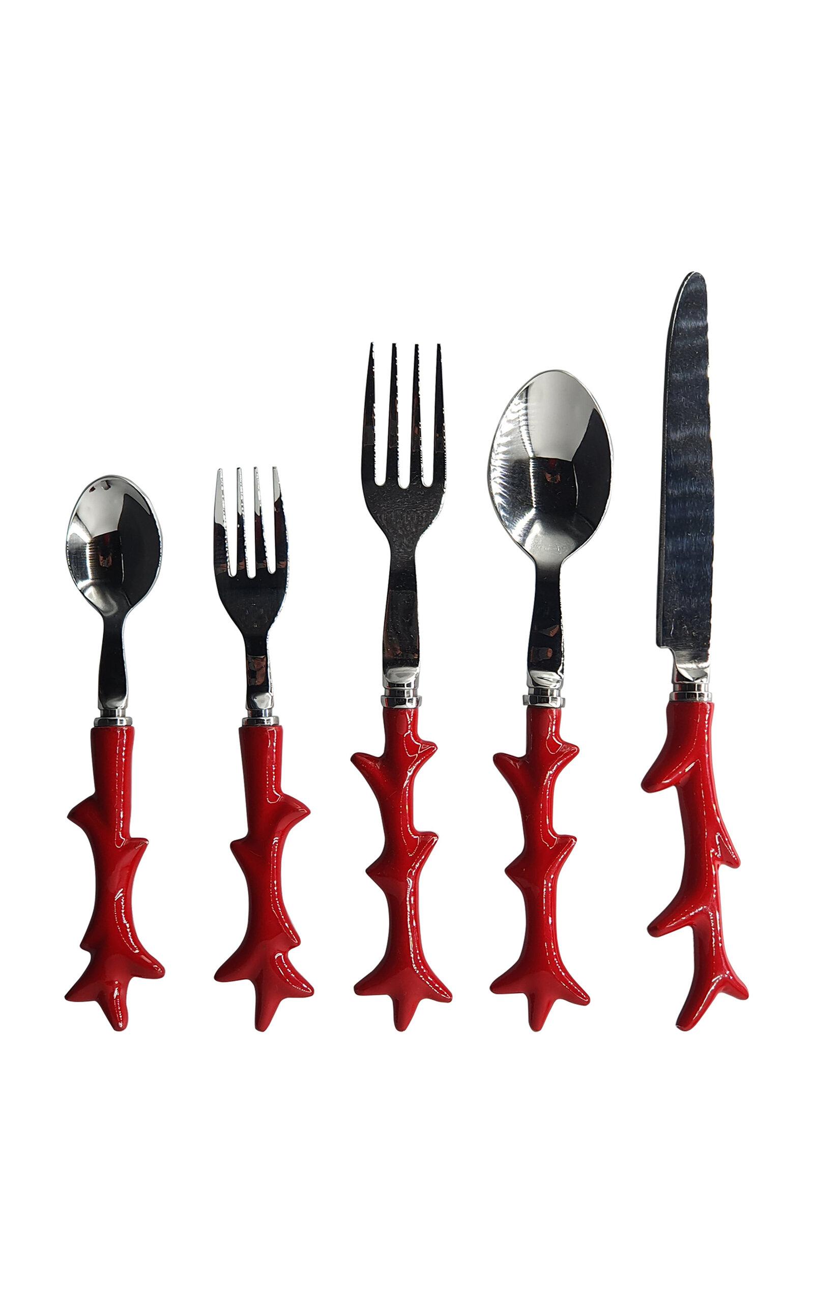 Les-Ottomans - Set-Of-Five; Coral Cutlery - Multi - Moda Operandi by LES-OTTOMANS