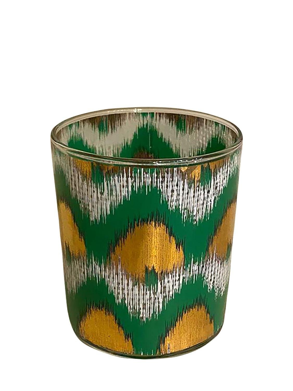 Set Of 4 Ikat Gold Glasses by LES OTTOMANS