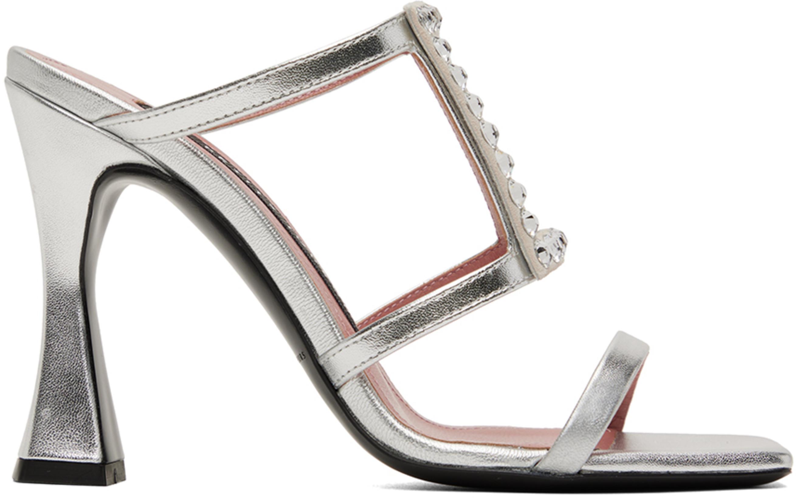 Silver Hoya Heeled Sandals by LES PETITS JOUEURS